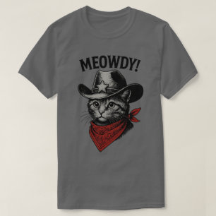 Vintag Cowboy Cat Artwork - Meowdy Wild West T-Shirt