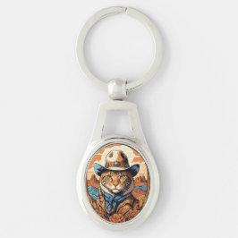 Vintag Cowboy Cat Design Schlüsselanhänger