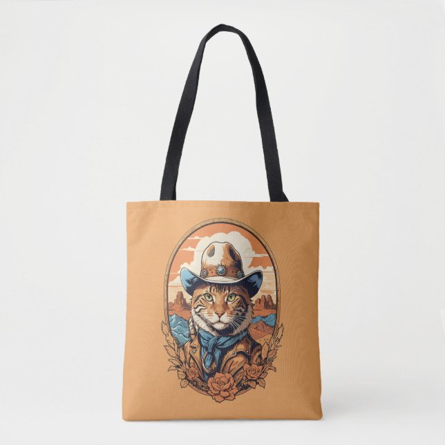 Vintag Cowboy Cat Design Tasche (Vorderseite)
