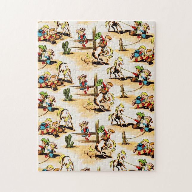 Vintag Cowboy Cowgirl Country Kids Pony Cactus (Vertikal)