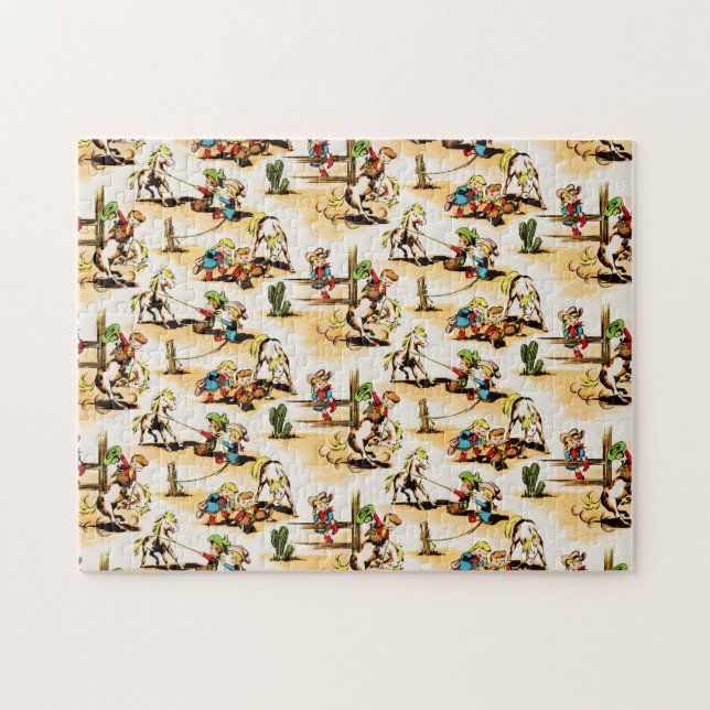 Vintag Cowboy Cowgirl Country Kids Pony Cactus (Horizontal)