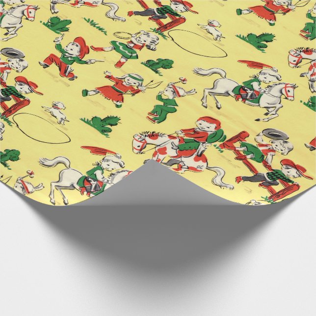 Vintag Cowboy & Cowgirl Geschenkpapier (Ecke)
