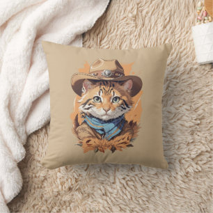 Vintag Cowboy Kitten Design Kissen