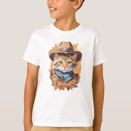 Vintag Cowboy Kitten Design T-Shirt