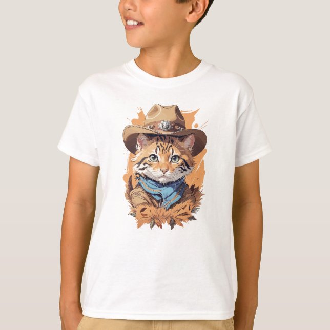 Vintag Cowboy Kitten Design T-Shirt (Vorderseite)