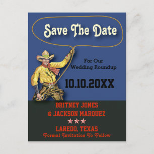 Vintag Cowboy Save the Date Ankündigungspostkarte