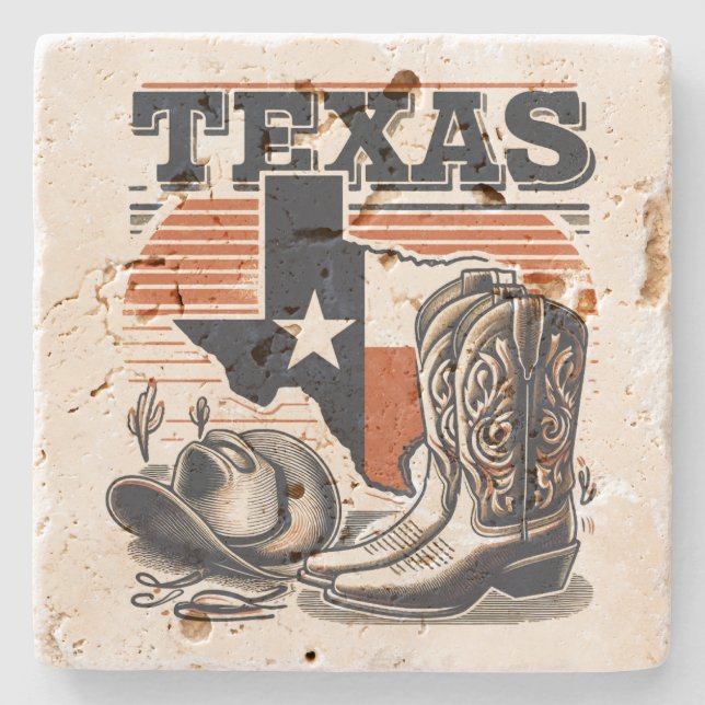 Vintag Cowboy Texas Steinuntersetzer (Vorderseite)