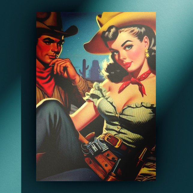 Vintag Cowboy und Cowgirl Postkarte (Von Creator hochgeladen)