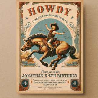 Vintag Cowboy Western Geburtstag Einladung