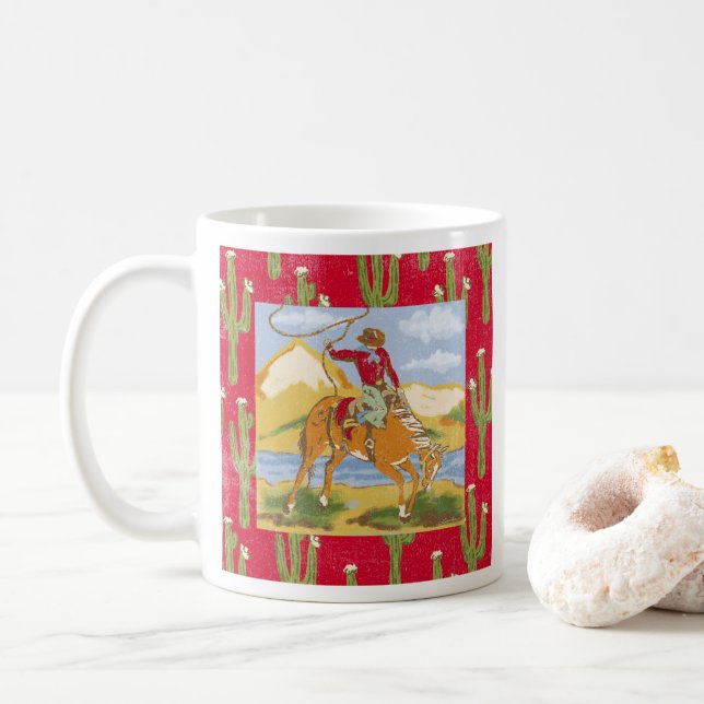 Vintag Cowboy Western Rodeo Wild West Kaffeetasse (Mit Donut)