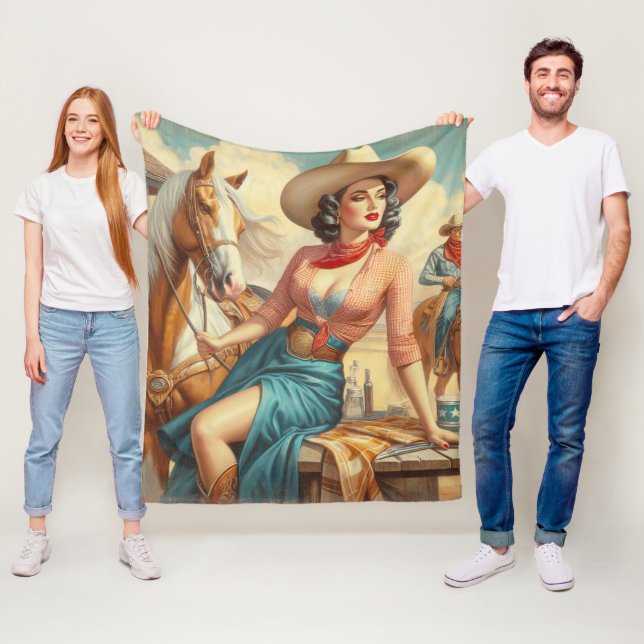 Vintag Cowgirl Fleecedecke (Beispiel)