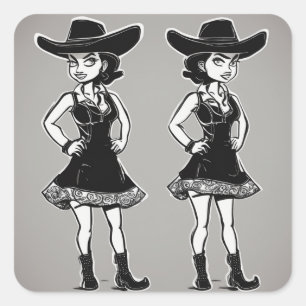 Vintag Cowgirl LBD Aufkleber