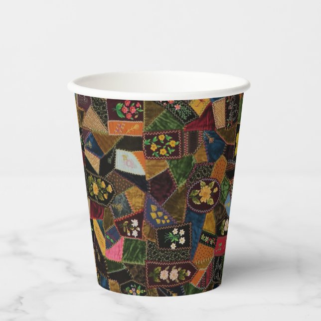 Vintag Crazy Quilt Pappbecher (Vorderseite)