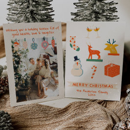 Vintag Cream Red Illustriert Weihnachten Retro Spa