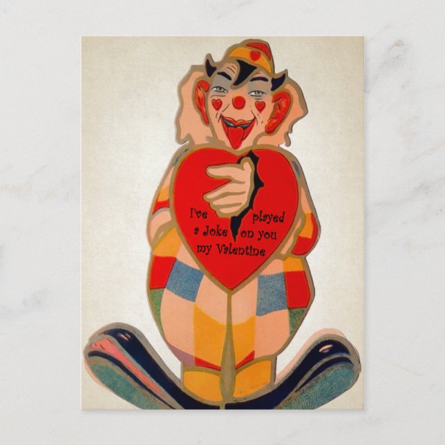 Vintag Creepy Clown Valentine Postkarte (Vorderseite)