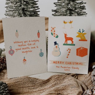 Vintag Creme Rot Illustriert Weihnachten Nicht Fot