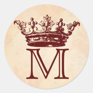 Vintag Crown Monogram Runder Aufkleber
