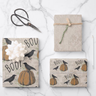 Vintag Crows Ephemera Geschenkpapier Set