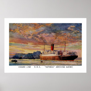 Vintag Cunard RMS Antonia at Quebec Poster