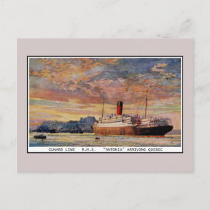 Vintag Cunard RMS Antonia at Quebec Postkarte