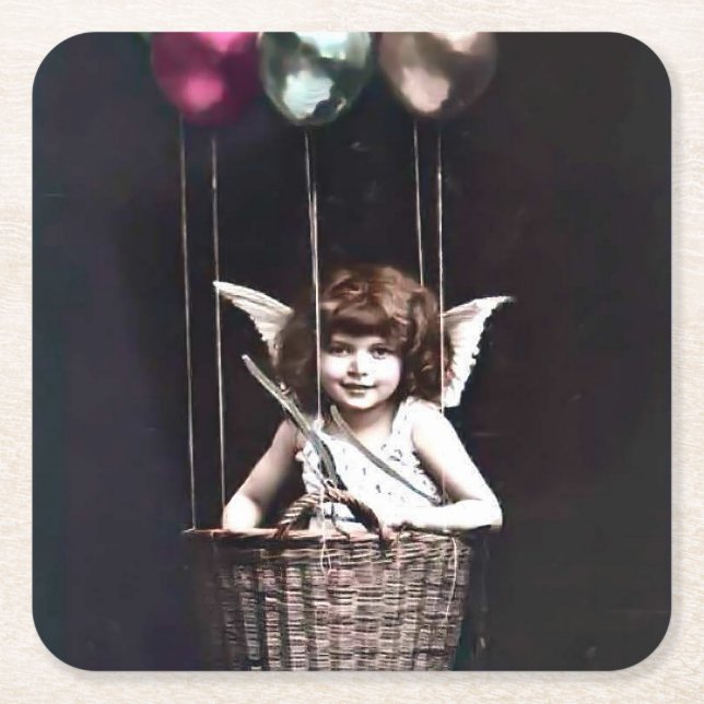 Vintag Cupid Rechteckiger Pappuntersetzer (Vorderseite)
