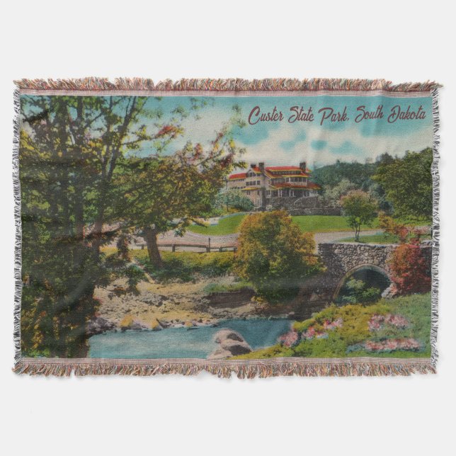 Vintag Custer Staat Park Throw Blanket Decke (Vorderseite)