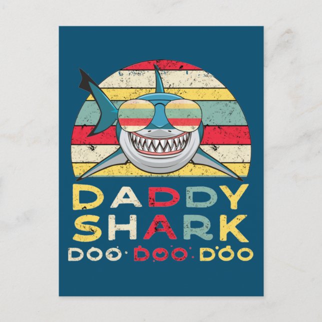 Vintag Daddy Shark "Doo Doo Doo" Postkarte (Vorderseite)