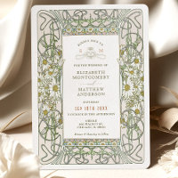 Vintag Daisies Wedding Art Nouveau by Mucha Invit