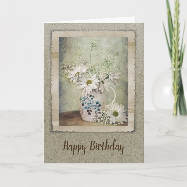 Vintag Daisy Birthday Bouquet Karte (Vorderseite)