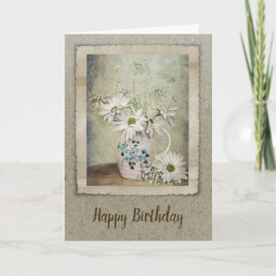 Vintag Daisy Birthday Bouquet Karte