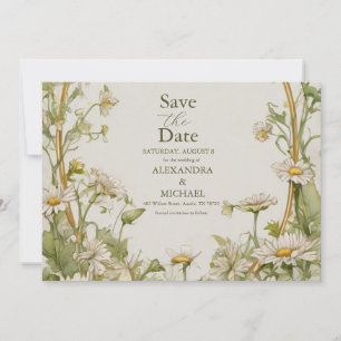 Vintag Daisy Wedding Art Nouveau Save The Date