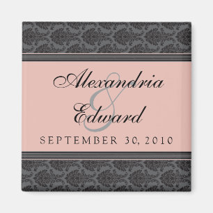 Vintag Damask Coral Gastgeschenk Hochzeit Magnet