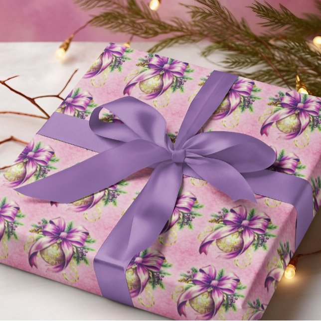Vintag Damask Lila Pink Weihnachten Geschenkpapier (Vintage sophistication! )