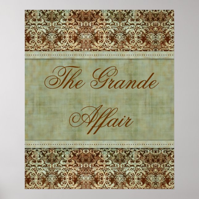 Vintag Damask Poster Brown Green (Vorne)