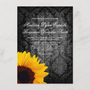Vintag Damask Sonnenblume Rustikale Hochzeit Einla Einladung