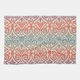 Vintag Damask Wallpaper - blau violett Geschirrtuch
