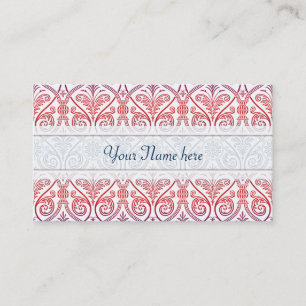 Vintag Damask Wallpaper - blau violett rot Visitenkarte