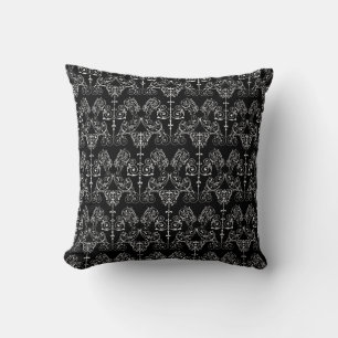 Vintag Damask Wallpaper - weiß + Ihr Backgr. Kissen