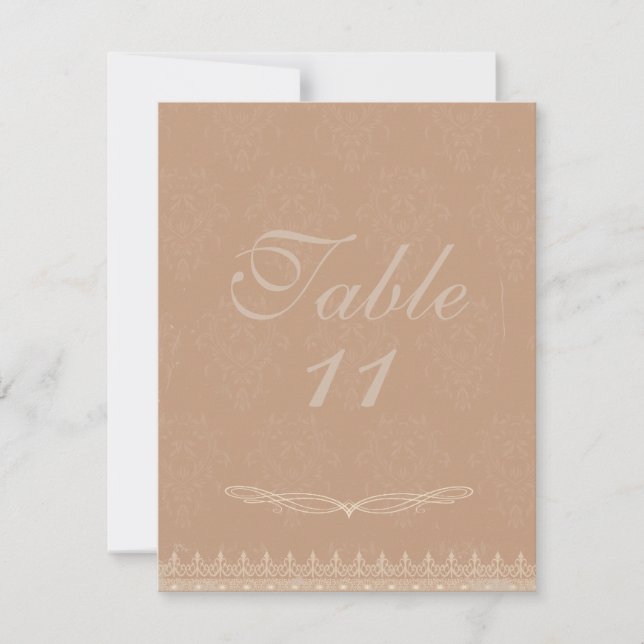 Vintag Damask Wedding Tischnummern Rose Rosa (Vorderseite)