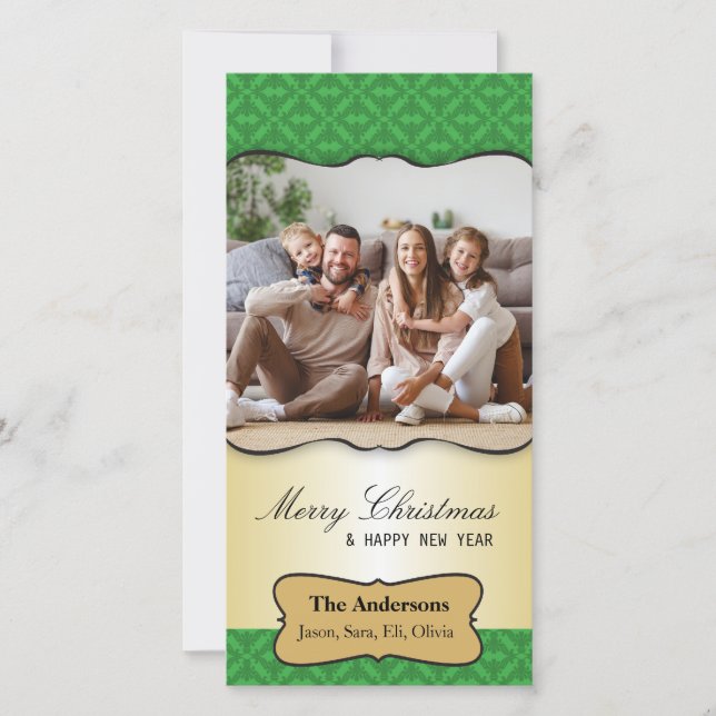 Vintag Damask Weihnachtsgrüßkarte Feiertagskarte (Vorderseite)