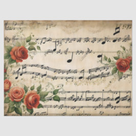 Vintag Dance Musiknoten Blumendesign Deko Seidenpapier