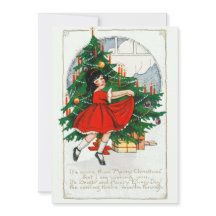Vintag Dancing Girl Weihnachtskarte