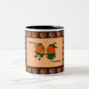Vintag Dancing Jack o' Lanterns Zweifarbige Tasse