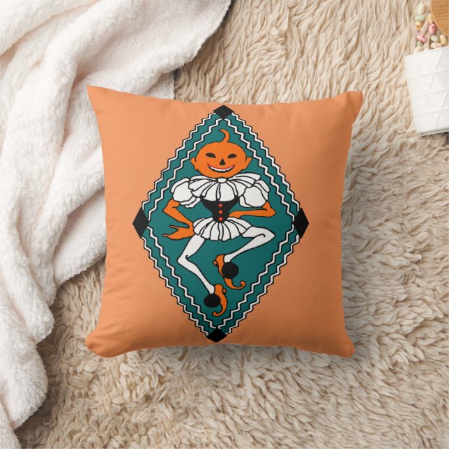 Vintag Dancing Pumpkin Lady | Square Throw Kissen (Decke)