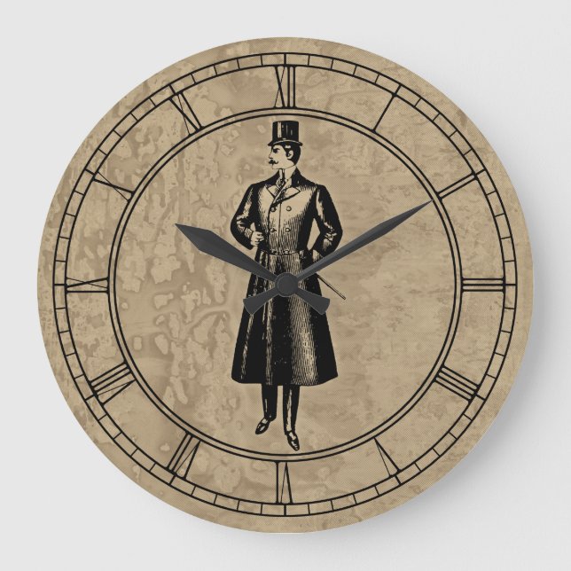 Vintag Dandy Gent Große Wanduhr (Vorderseite)