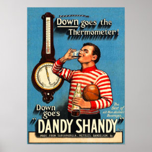 Vintag Dandy Shandy Rugby Print Poster