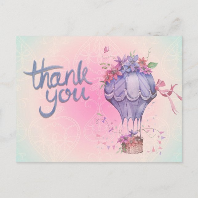 Vintag Danke, Hot Air Ballon Postkarte (Vorderseite)