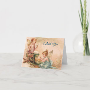 Vintag - Danke - Zwei Engel in Pink & Blau,