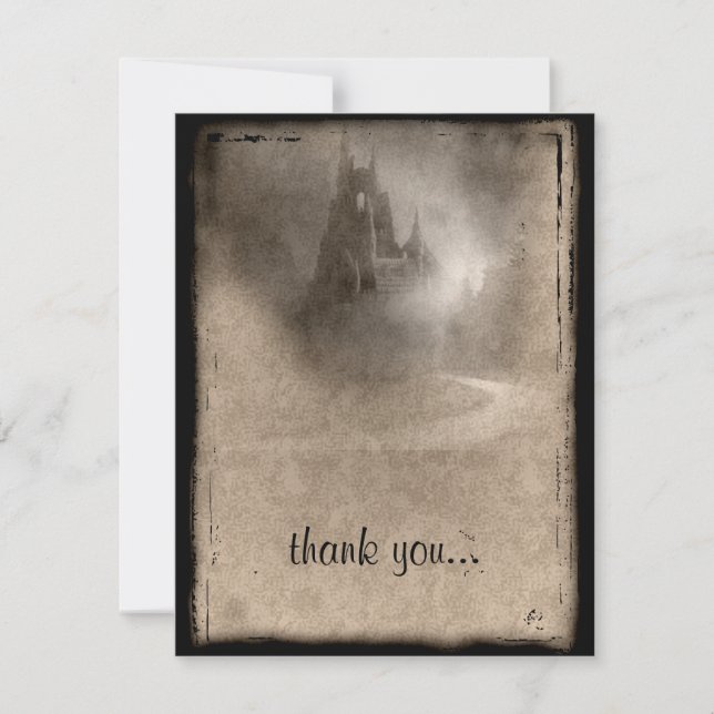 Vintag Dark Castle Gothic Vielen Dank Dankeskarte (Vorderseite)