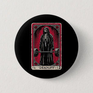 Vintag Deadlift Skeleton Halloween Gym Jokes Weig Button